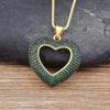Nidin Top Quality 4 Colors Heart-Shaped Hollow Crystal Zircon Pendant Link Chain Necklace Women's Charm Jewelry Anniversary Gift