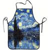 1pc Starry Night Scenery Printed Apron, Durable And Easy To Clean, Adjustable Waistband, Polyester Material, Suitable for Kitchen Cooking, Gardening,
