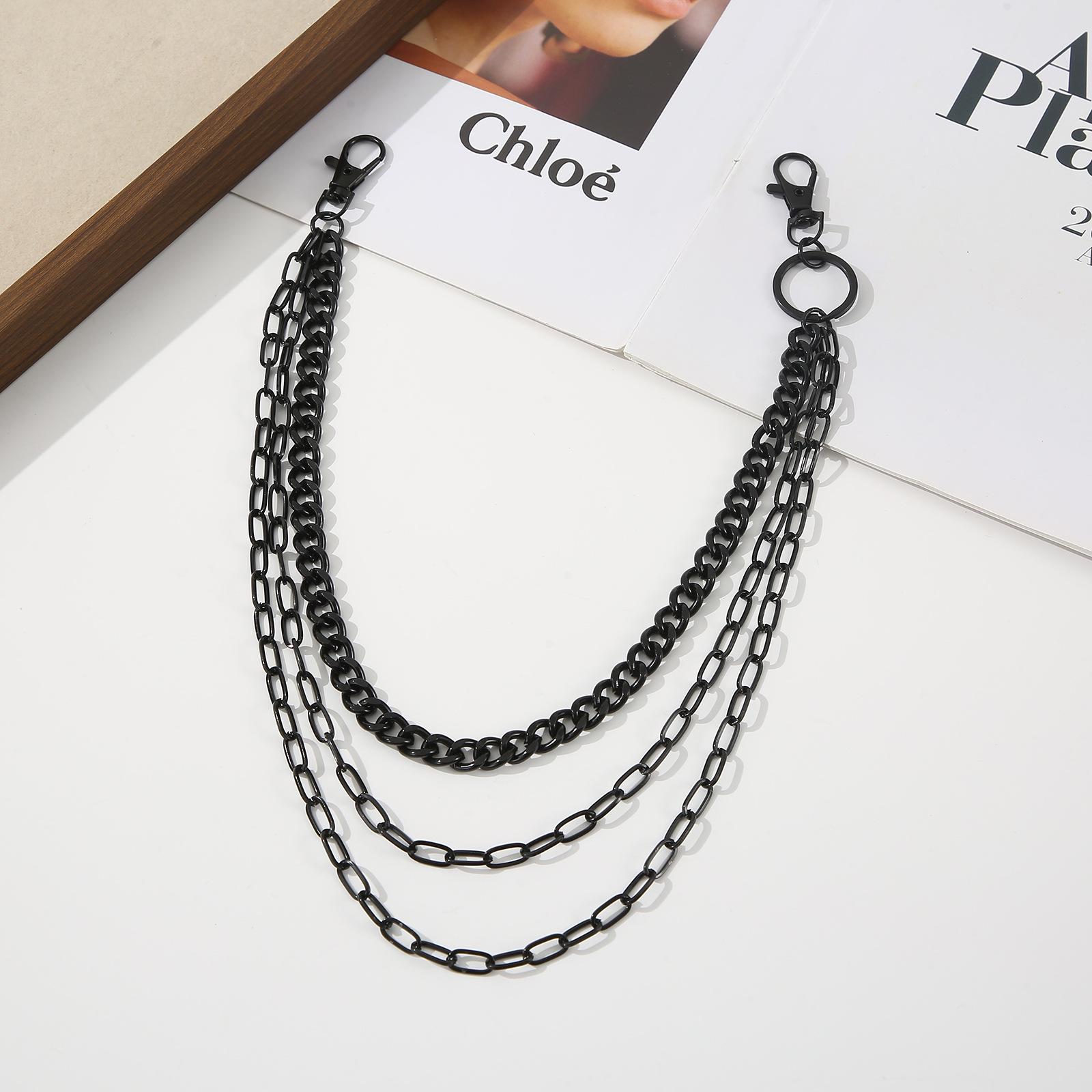 Trendy Black Multi-Layer Metal Pants Chain for Denim
