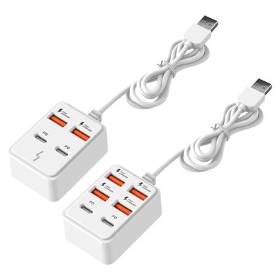 4/6 Port USB Charging Adapter Splitter With Data Transfer And Power Delivery For Phones Tablets Laptops