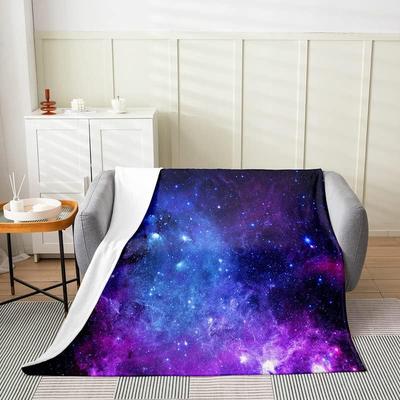 Purple Galaxy All Season Bed Blanket Kids,Starry Sky Constellation Fleece Throw Blanket Flannel Fuzzy Blanket for Boys Girls,