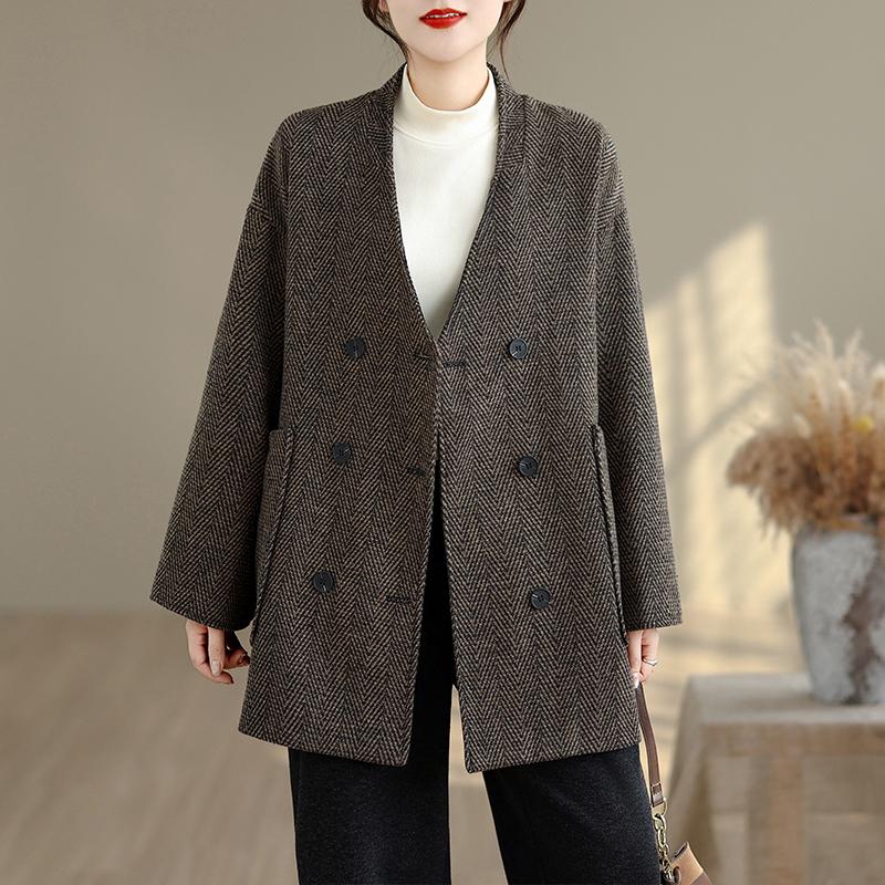 DIMANAF 2025 New Autumn Winter Plus Size Women Coats Jackets Thick Loose Casual Vintage Lady Outerwear