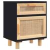 VidaXL Table de chevet Noir Bois de pin massif et rotin naturel 345608