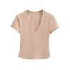 Deep V-neck Short-sleeved T-shirt Women's Summer New American Spice Girl Solid Color Slim-fitting and Thin Bottoming Shirt Sports Top
