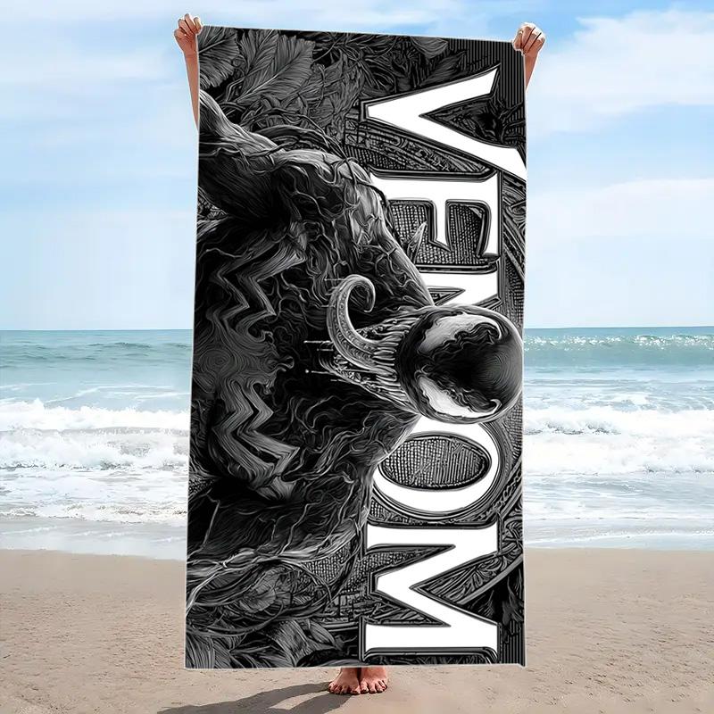 Black-Venom Print Beach Towel, Large Soft Quick Dry Towel for Beach Camping Swimming
