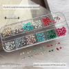 Flat-Bottom Irregular Diamond Nail Art Accessories: 12-Grids Crystal Champagne Pink DIY Nail Drills