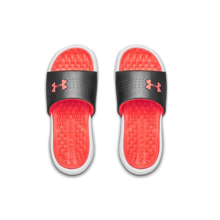 Under Armour Playmaker Fixed Strap Comfortable Versatile Rubber Sole Slide Sandals Women Sandals Black Orange 3000063-104