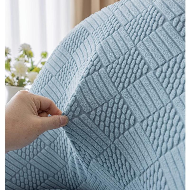 Washable Universal Curved Armchair Slipcover Elastic Stretch Chair Cover For Dining Room Knitted Patterned Chair Cover