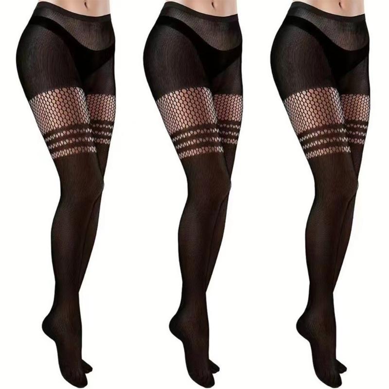 Women's Garter Belt Tights Patterned Fishnet Thigh High Stockings Tights High Waist Pantyhose Suspender Pantyhose Gifts