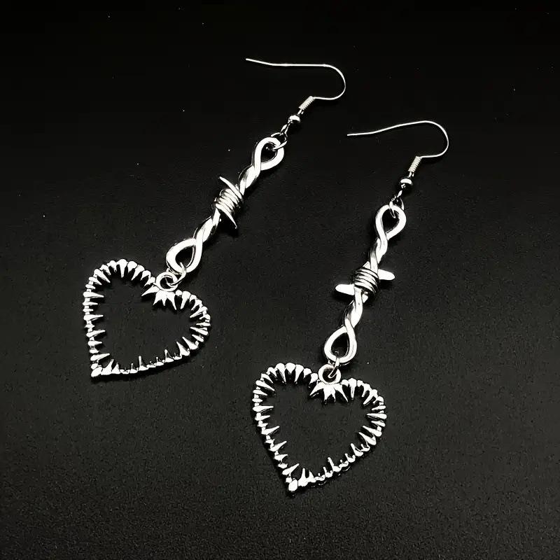 Fashion Bramble Heart Pendant Earrings Vintage Gothic Heart Pendant Earrings Accessories