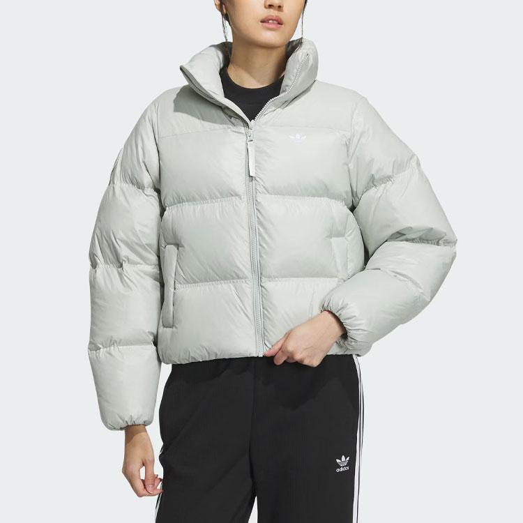 Adidas Originals 600 Puffer Down Jacket With Solid Color Logo Women Outerwear Silver-Grey IK2798