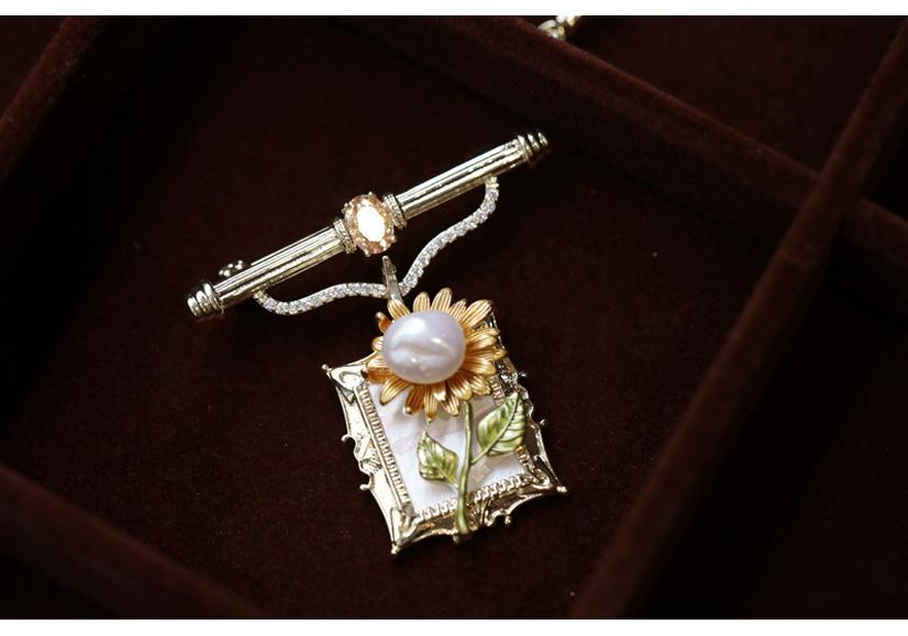 Bo Xin Yun Van Gogh Sunflower Pearl Baroque Luxury Brooch