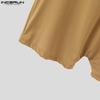 INCERUN Men Short Sleeve Front Zipper Semi-Sheer Jumpsuits Pajamas Sleepwear