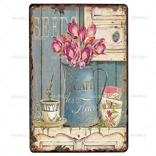SQDGLZGarden Rules Metal Sign Vintage Metal Plaque Plates Decor For Pub Bar Home Wall Decor Tin Signs Flower Poster Gift