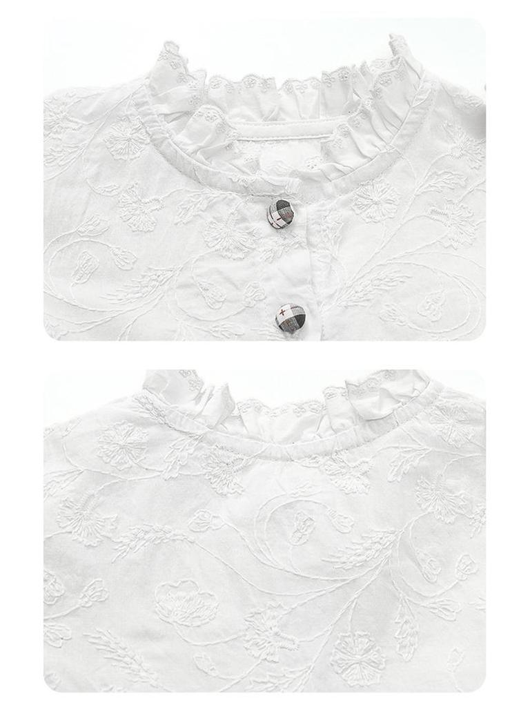 Spring Plaid Patchwork Dress with Sweet Lace Collar for Girls