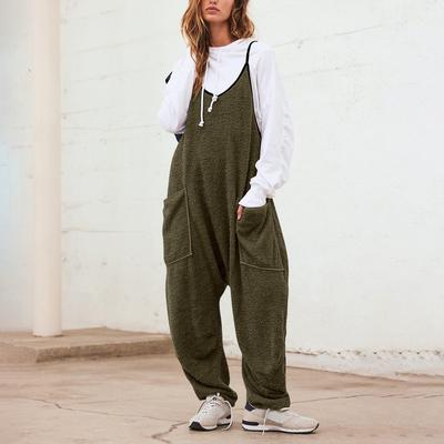 Womens Fleece Overalls One-piece Jumpsuits Adjustable Suspender Straps Warm Winter Fuzzy Ski Pants
