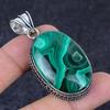 Malachite Gemstone Handmade 925 Sterling Silver Jewelry Pendant 2.17" S7p00