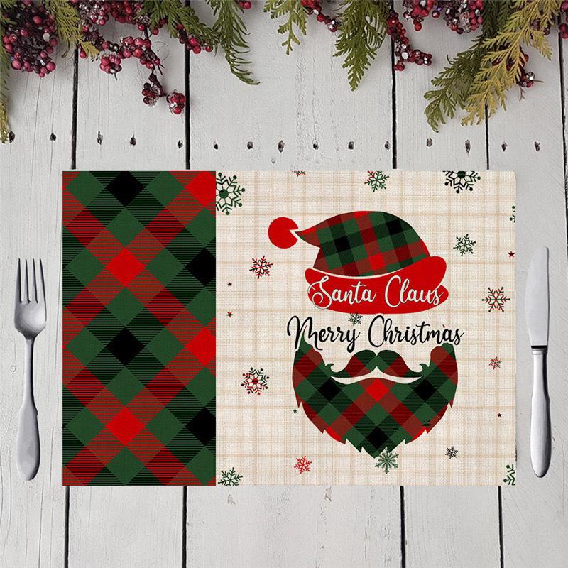 Christmas Cotton Linen Placemats - Heat Insulation Mats for Dining Table 32*45cm Linen
