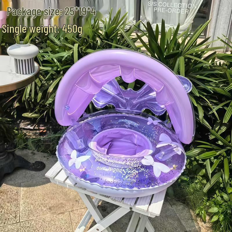 Large Toddler Boat-Themed Swimming Ring with Canopy & Steering Wheel