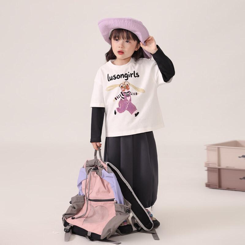 LUSON Baby Girls' Cute Dropped Shoulder Short Sleeve T-Shirt