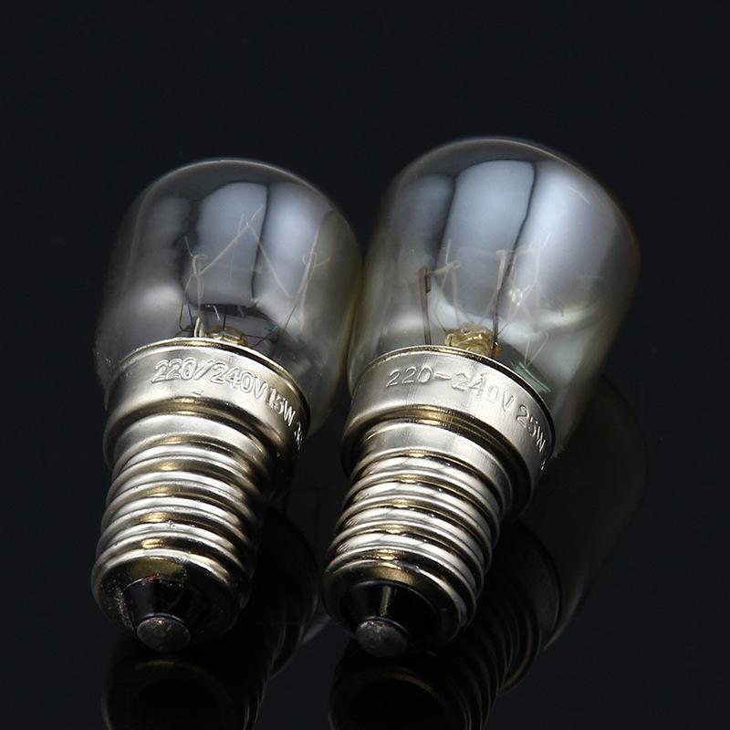 25W High-Heat 300°C Yellow Oven Light Bulb, Tungsten Filament, E14 Screw Base