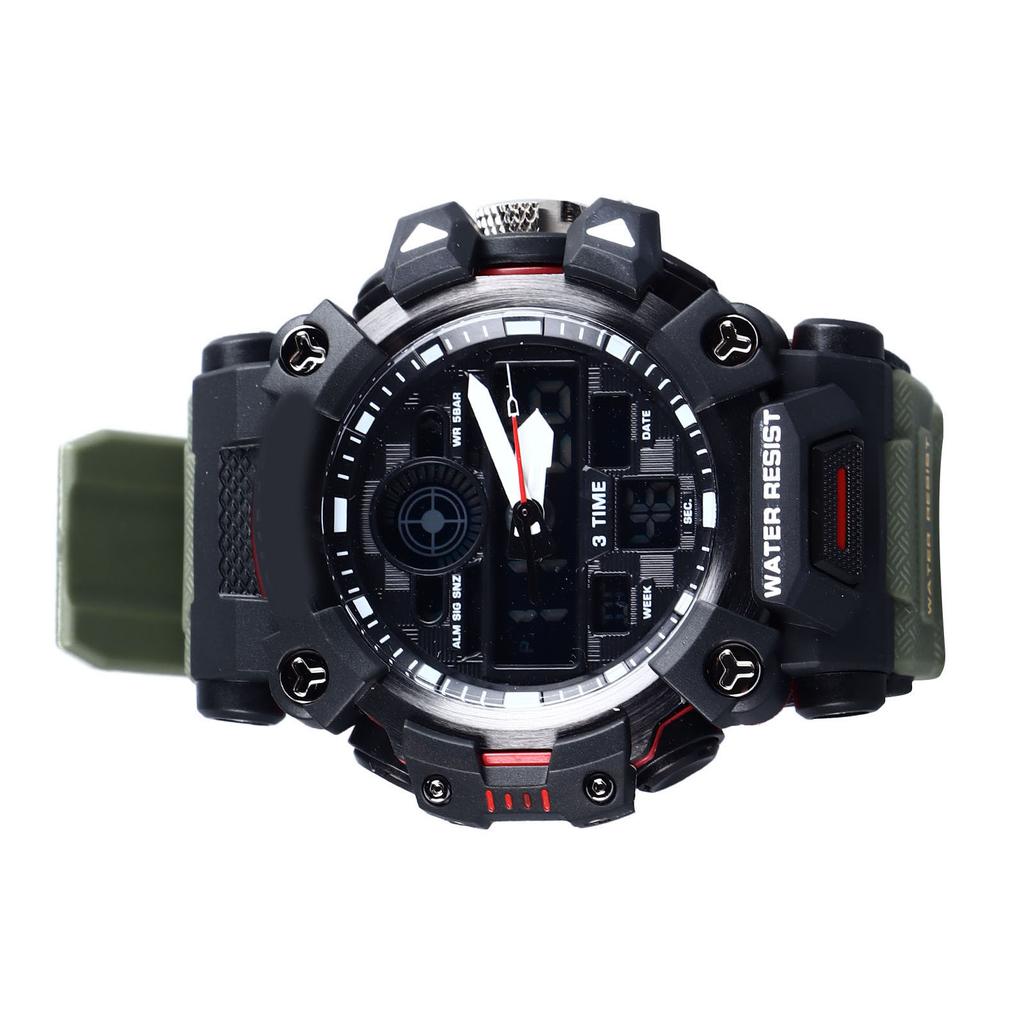 Men Analog Digital Chronograph Watch Water Resistant Dual Time LED Backlight 12/24 Hour Format