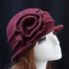 Women's Hat Fedora Elegant Autumn Winter Girl's Cap Flower Style Pure Wool