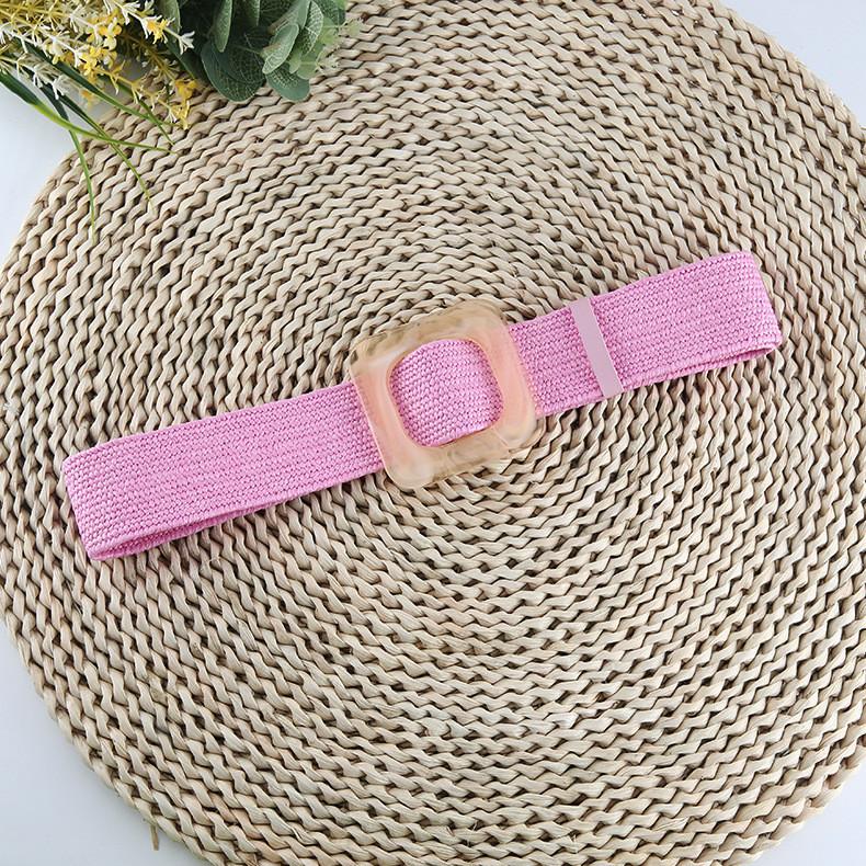 

Ethnic Style Plastic Belt With Large Square Jade Buckle Pp Grass Green Purple Pink) рожевий