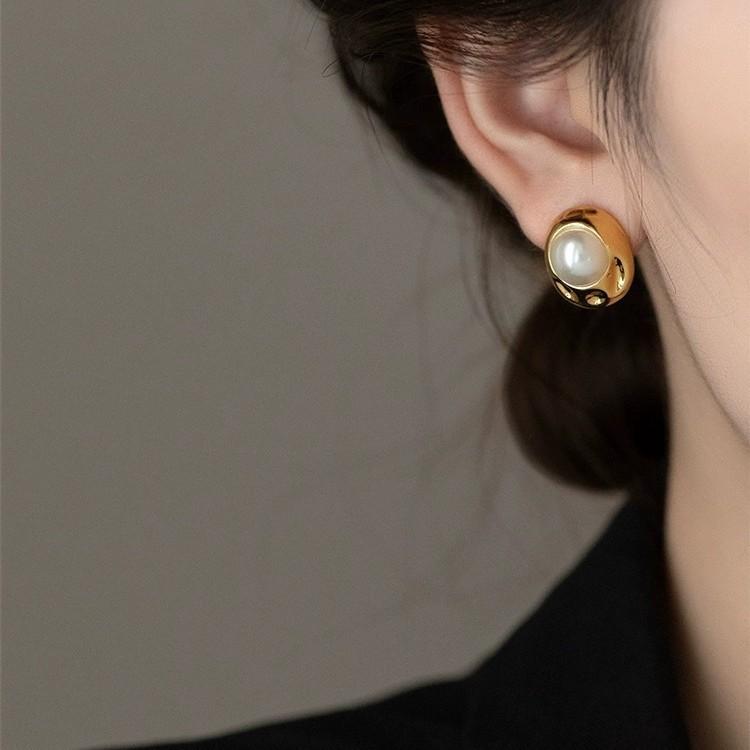 Real Gold Electroplated Earplugs, Pearl Water Drop Earrings, Court Style, Pearl Flowers, Vintage High-End Sense Yiwu Accessories, Earrings