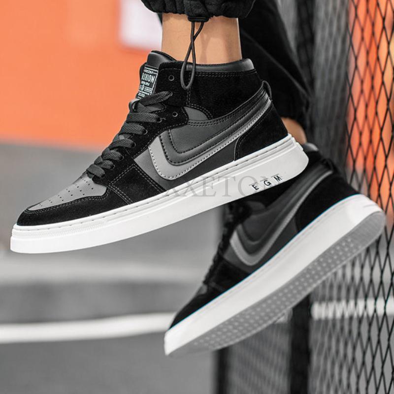Men's Casual Shoes Skateboarding Shoes Lightweight High top Men Shoes Flat Lace-Up Sneakers Male Business Travel Tenis Masculino