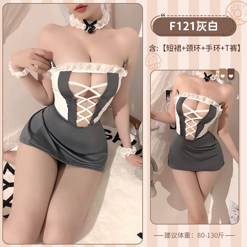 Lace-up Large Size Fat M Sex Lingerie Catwoman Cute Sexy Servant Sweet Maid Uniform Hollow Free 1