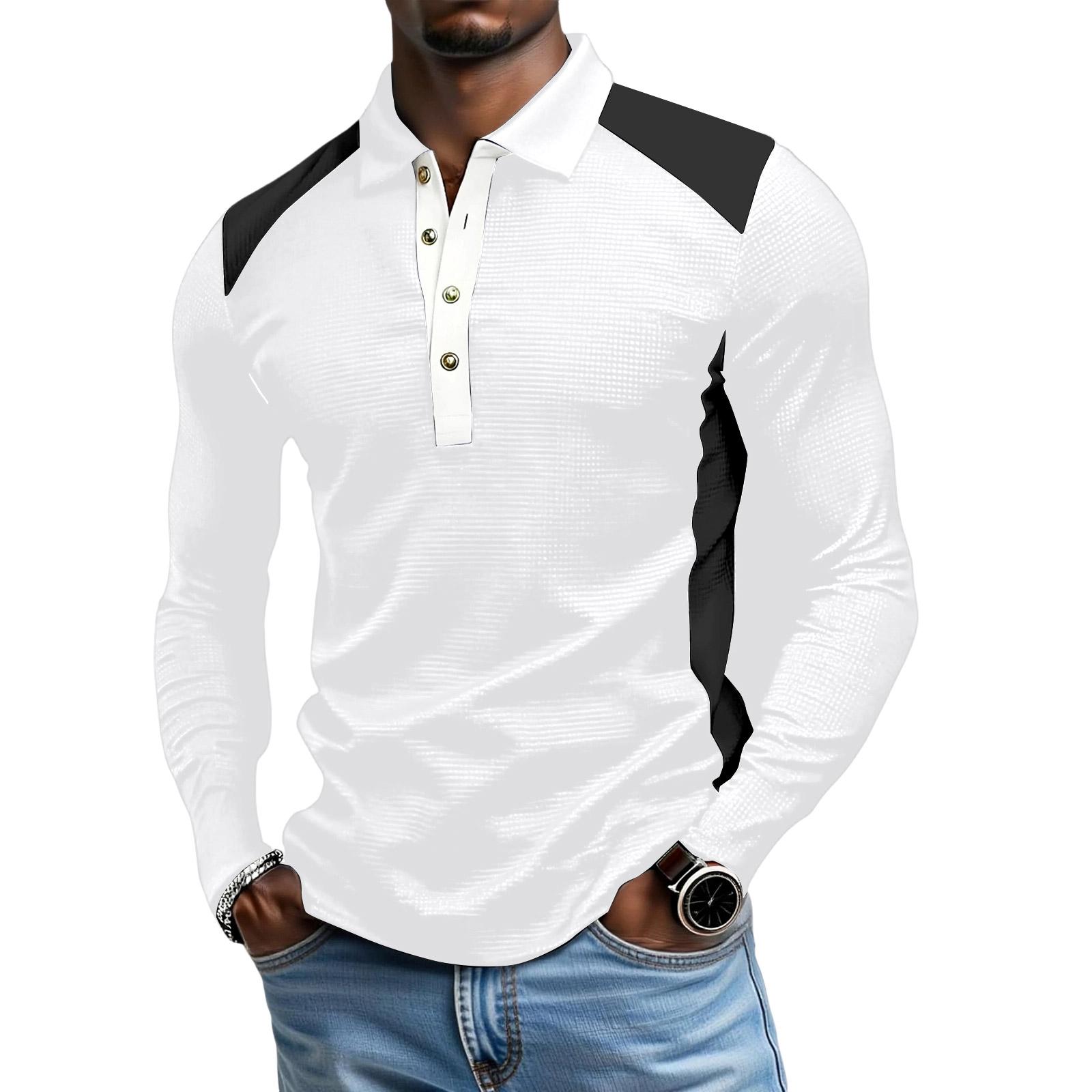 

Men s Leisure Button Flip Collar Long Sleeves Upper Garment XL білий