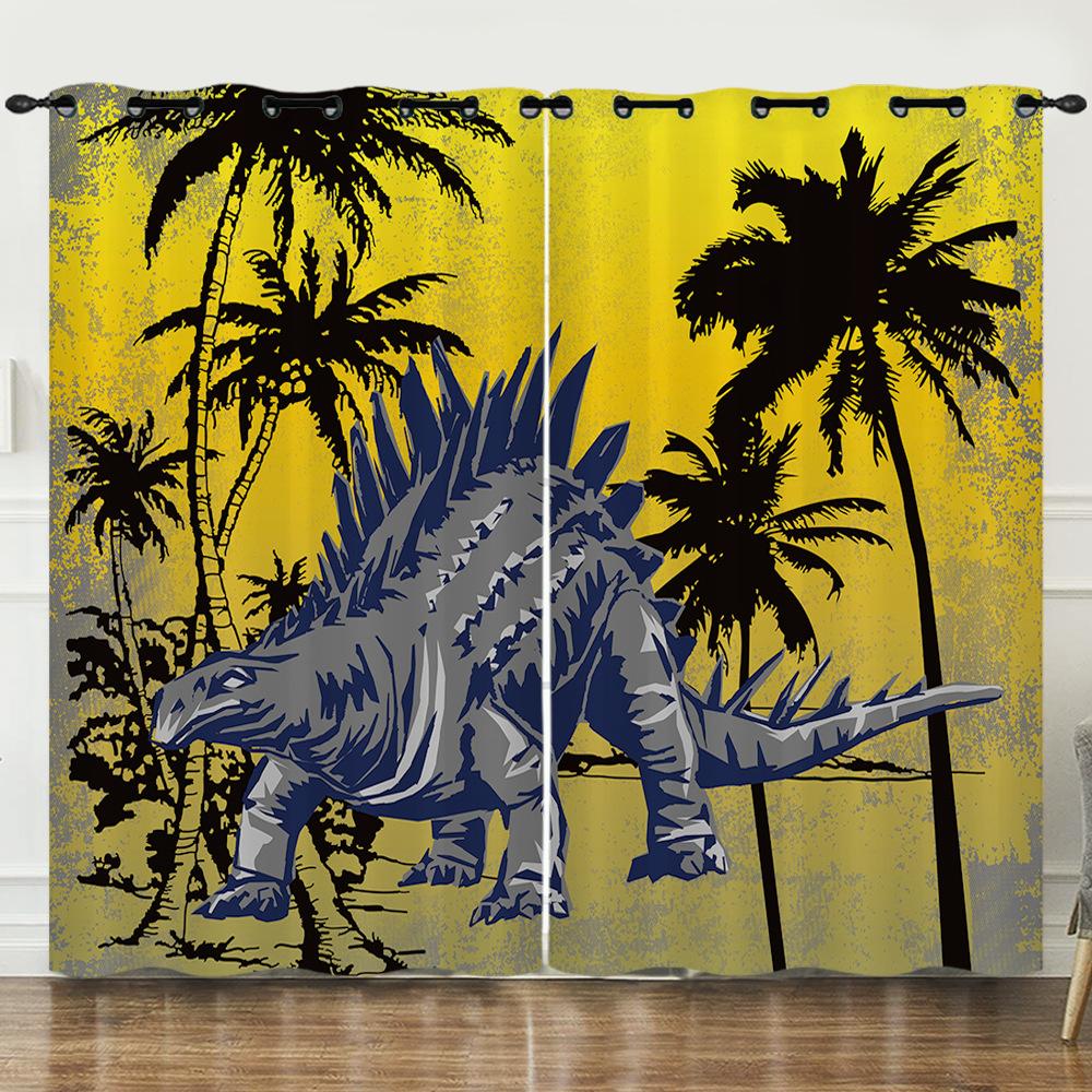Curtain Summer Coconut Tree Sunset Landscape 3D Digital Printing Blackout Curtain Punching