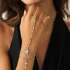 Fashion Metal Chain Cross Finger Bracelet, Personalized Coin Pendant, Back Chain Set For Women