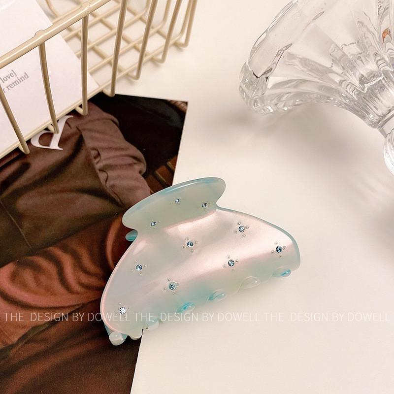 Stylish Rhinestone-embellished Acetate Hair Claw Clip For Sophisticated Hairstyles светло-синий