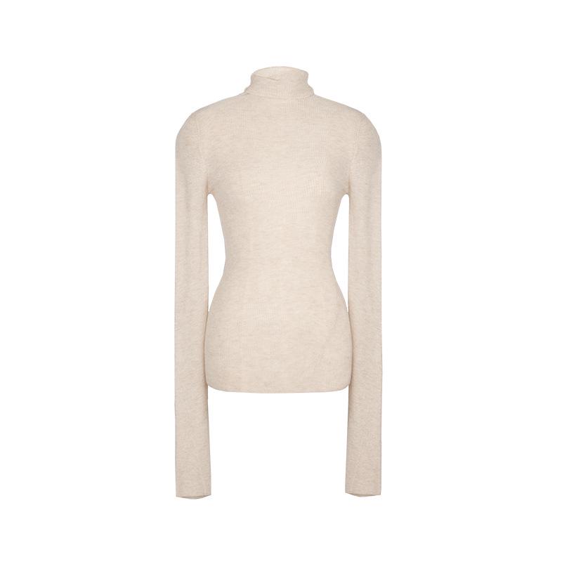 

5werkwen Wool Blend Pique Knit High Neck See-Through Base Layer Shirt - Two Colors, 2/48 Strands, Spring/Summer M