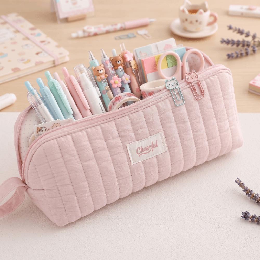 With Lanyard Pencil Case Large Capacity Pencil Pouch Blue White Pen Bag  School