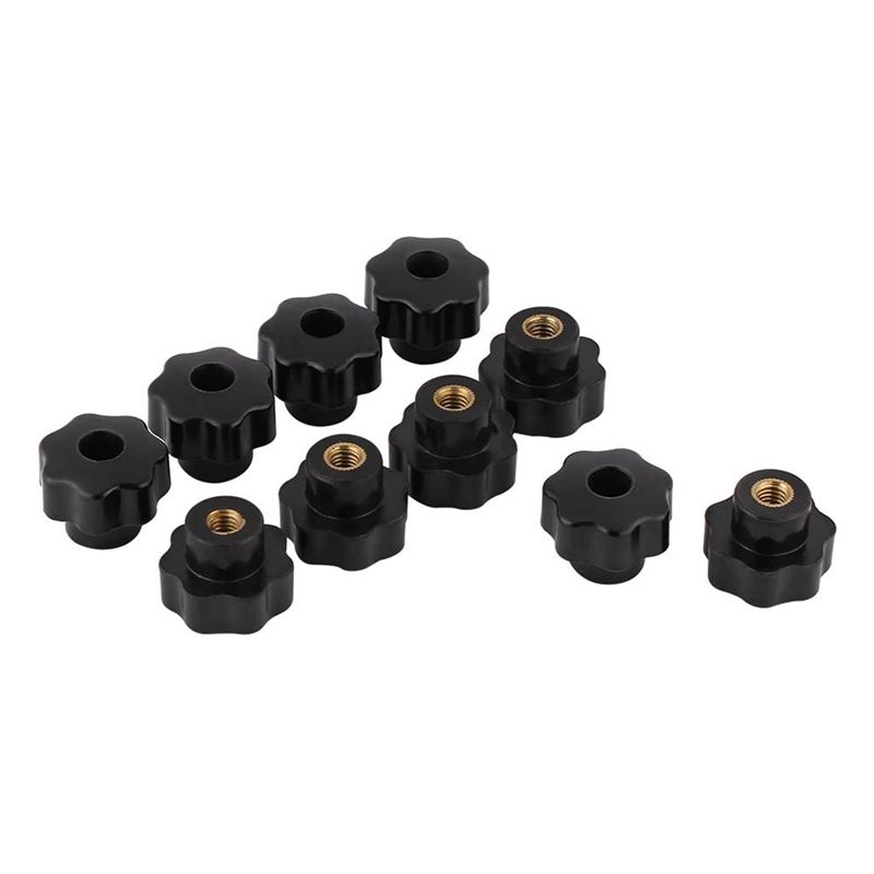 A74E-30PCS M6 Internal Thread Knob Screw Plastic Star Head Clamping Knob Black M6 X 25
