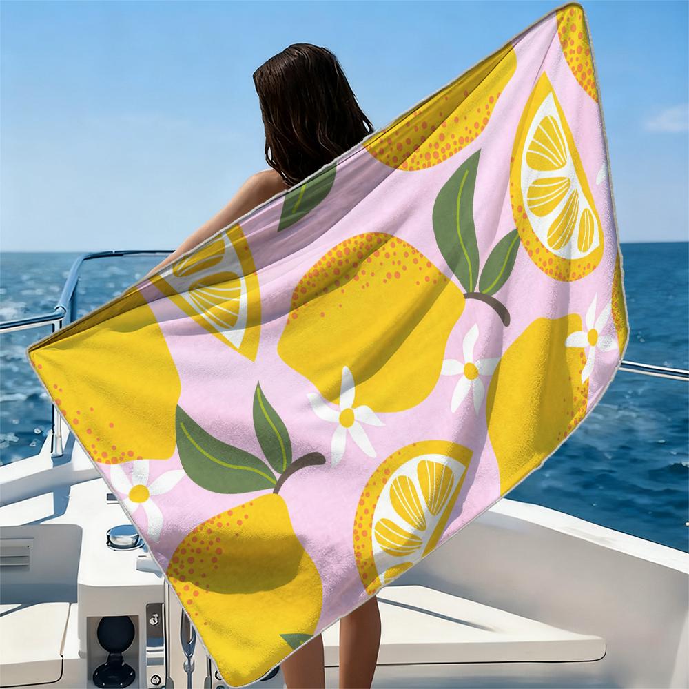 Branches de Citron Serviette de Plage Fibre Ultra-fine Séchage Rapide Absorbante Plage Natation VacancesEssentiels de Vacances Cadeaux