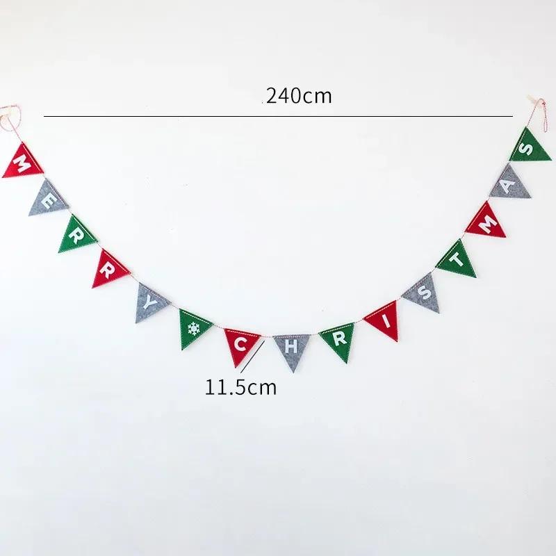 Christmas Banner Garland Wool Felt Triangle Merry Christmas Decor for Home Navidad Christmas Ornaments Xmas Decor New Year