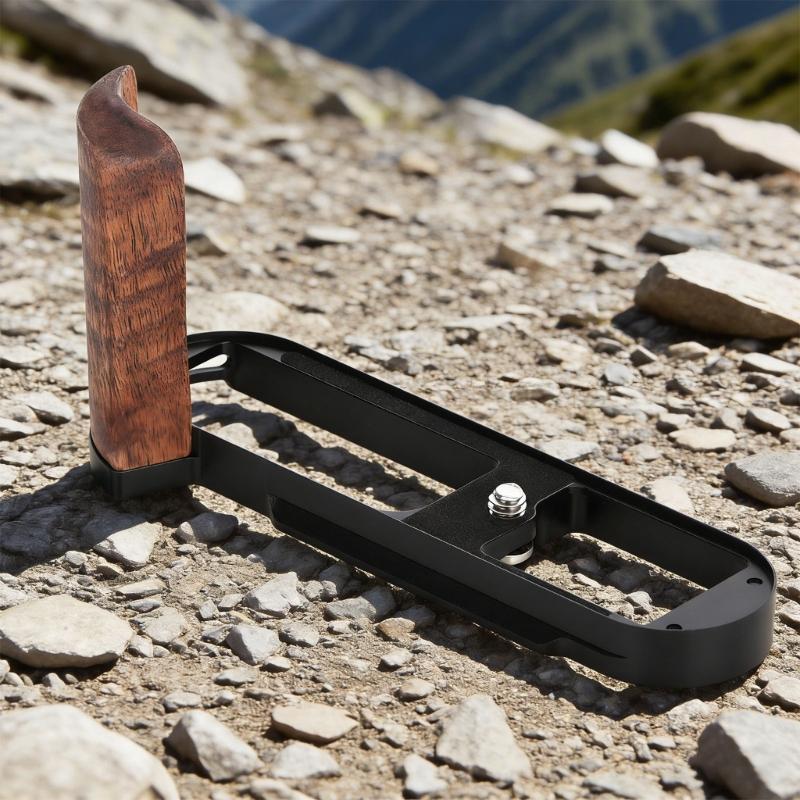 Wood And Metal Hand Grip With Quick Release Base Plate For Camera Enhances Comfort And Protections