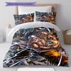 Juego de Ropa de Cama con Estampado de Dibujos Animados Colcha Funda de Colcha Funda de Almohada Decoración del Hogar Regalo de Cumpleaños (1 * funda nórdica + 2 * fundas de almohada, sin núcleo)