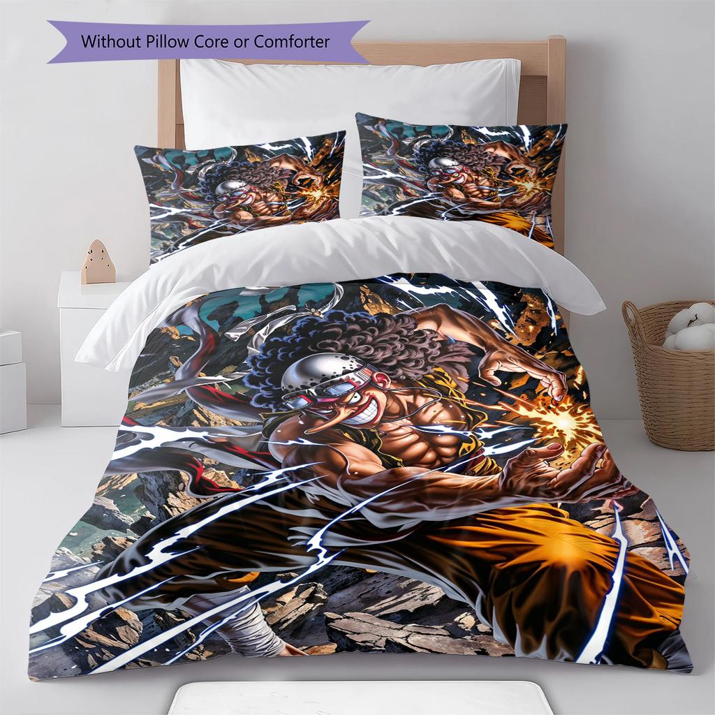Juego de Ropa de Cama con Estampado de Dibujos Animados Colcha Funda de Colcha Funda de Almohada Decoración del Hogar Regalo de Cumpleaños (1 * funda nórdica + 2 * fundas de almohada, sin núcleo)