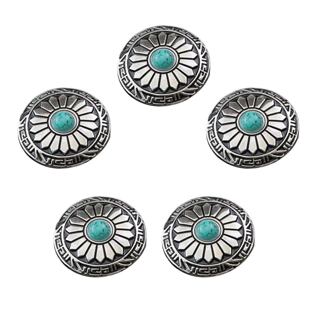 5 Pcs Leather Decorative Button Imitation Turquoise Buttons Flower Clothes Buttons for Jewelry Making Decoration
