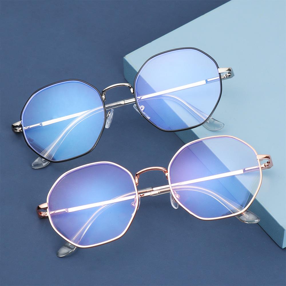 Classic Metal Octagon Eyeglasses Vision Care Myopia Optical Mirror Anti-blue Light Glasses