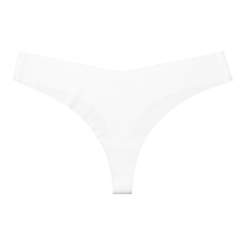 

European and American thong women s seamless ice silk one-piece nude sexy pure cotton quick-drying breathable underwear women s tback S белый