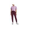 Under Armour Solid Color Lace-Up Logo Tapered Knit Sports Pants Women pants Burgundy 1379438-600