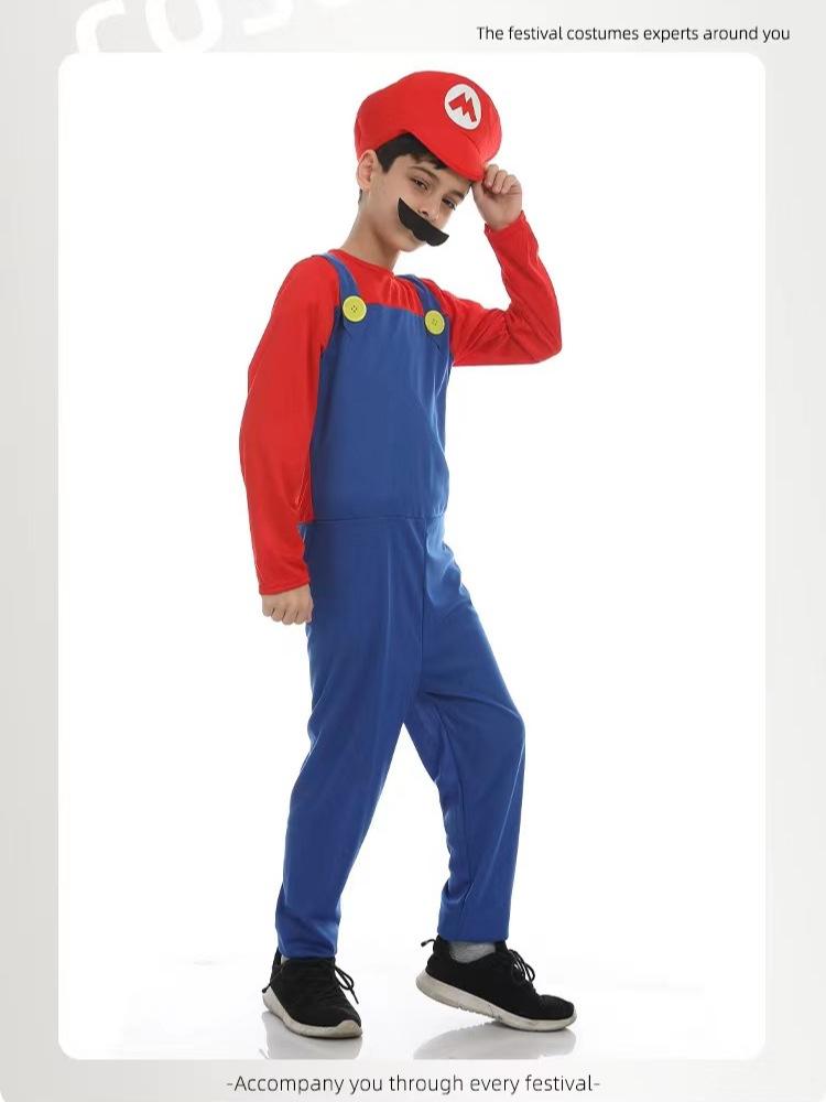 Mario Parent-Child Halloween Cosplay Costume Set - Masquerade Performance & Children's Wear