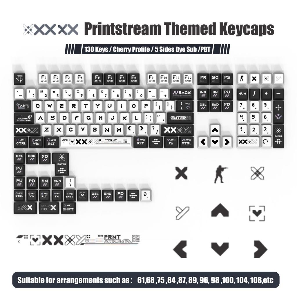 130 Keys Angel Lie Themed Five Sides Dye Sublimation PBT Keycaps Cherry Profile Cute Key Cap for MX Switches Mechanical Keyboard