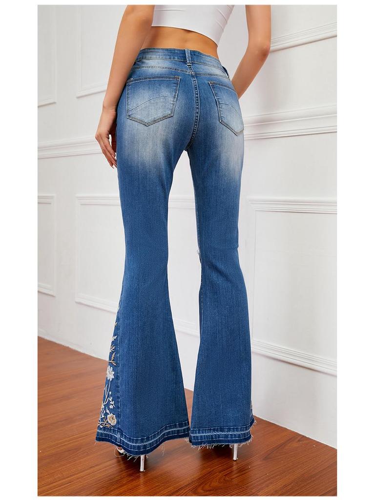 Women's 3D Embroidery Flare Jeans